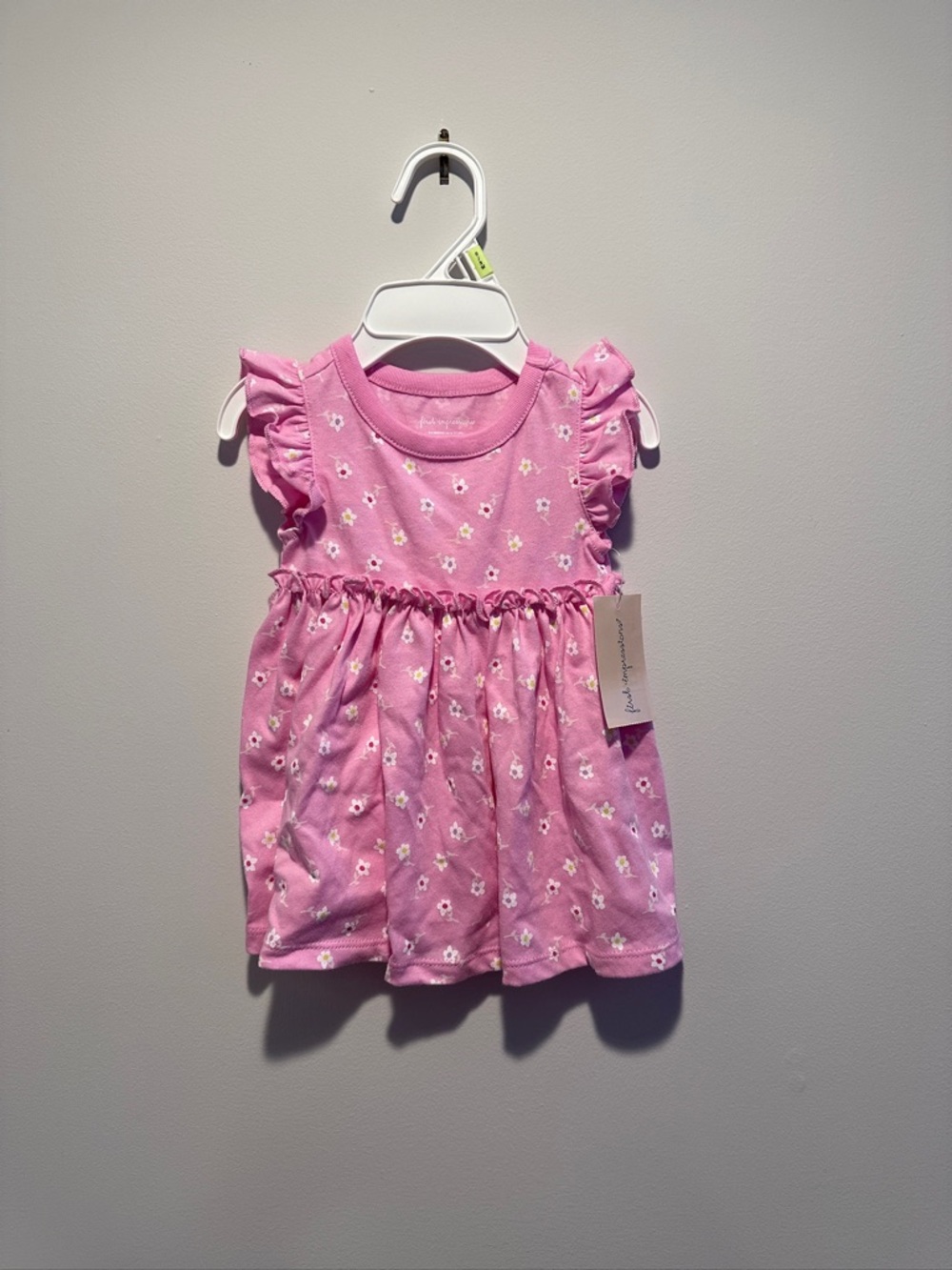First Impressions Pink Floral Ruffle Sleeve Casual Dress